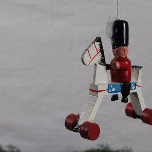 Vintage soldier and white horse ornament